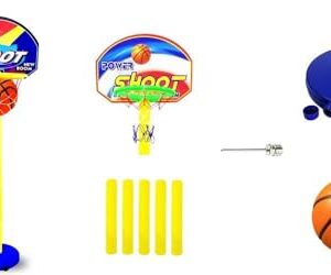 Stemburg Kids Basketball Set with Adjustable Stand, Basketball Hoop for Kids, Sports Toys, Indoor and Outdoor Games for Boys