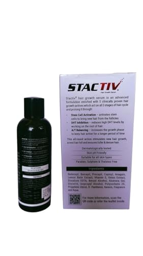Stactiv Hair Growth Serum 60ml for Men & Women Anti Hair Fall, Hair Regrowth Spray (Pack of 1)
