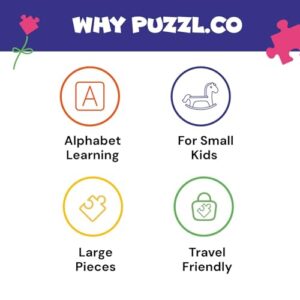 52 Piece Alphabet Puzzle for Kids 2+ Years | Wooden Matching Puzzle Game with 26 Letters & Images | Montessori Learning Toy | Educational Floor Puzzle for Toddlers & Preschoolers