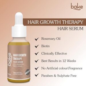 BAKE 95% Pure Rosemary Oil Hair Serum for Hairfall Control with Anagain & Biotin | Scalp Serum For Hair Growth & Dry, Frizzy Hair | For Women & Men | 50ml