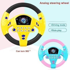Wolfden Toy Pretend Adventure Steering Toy for Kids ? Yellow Car Steering Wheel with Speed Brake, Preschool Toys for Ages 1-8, Multicolor (Pack of 1)