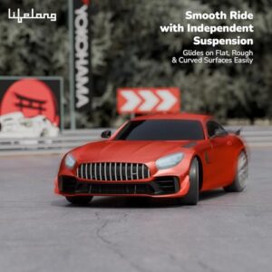 Lifelong Cuppy Rechargeable Remote Control Car for Kids | 2.4GHz with LED Headlights, Type-C Charging, Anti-Skid Tyres, Multi-Directional Movement, BIS Certified, USB Cable Included (Red, LLCRRC01)