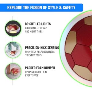 C-Type USB Rechargeable Battery Powered Hover Football Indoor Floating Hoverball Soccer | Air Football Smart | Made in India Fun Toy Best Gift for Kids Boys and Girls 2-10 Years (RedGolden)