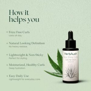 Aloe Shine Curle Serum for Curly Hair - Defines Lustrous Curls, adds Natural Shine and Volume, Frizz Control, Lightweight, Hydrating - Specially formulated for Curly Hair with Jojoba, Avocado Oil - Paraben and Sulphate Free, 50 ml