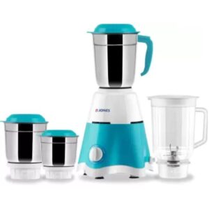 Jones Thunder Pro 750 Watt Mixer Grinder with 4 Jars for Grinding, Mixing, Juicing with Powerful Motor (Blue & White, 4 Jars)