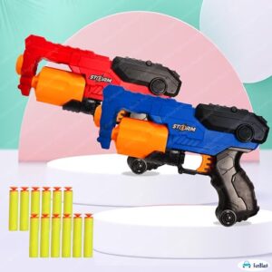 FunBlast Thunder Strike Gun Toy ? High Speed Manual Soft Bullet Gun with 10 Foam Bullets ? Long Range Shooting Darts Gun Toy for Kids, Boys, Children, Toy Gun Pistol for Kids - Blue