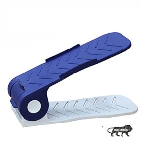 Pack of 6 PCS. Adjustable Height Shoe Organizer/Organiser/Shoe Shelf/Rack/Space Saver, Blue & White Combo, Plastic, Cm