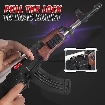 Toy Gun with Laser Light, 500 Bullets, 24-inch Long Shooting Gun for Kids 8+ Years