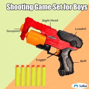 Thunder Strike Gun Toy ? High Speed Manual Soft Bullet Gun with 10 Foam Bullets ? Long Range Shooting Darts Gun Toy for Kids, Boys, Children, Toy Gun Pistol for Kids - Red