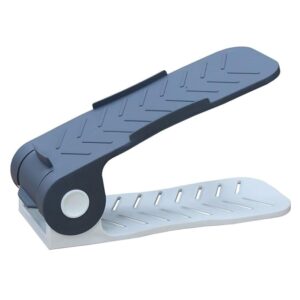 (Pack of 6 pcs.) - Adjustable Shoe Organizers/Organiser/Shoe Shelf/Rack/Slots/holders/Space Saver/double deck/layer/Storage Cum Organizer - Grey & White Combo