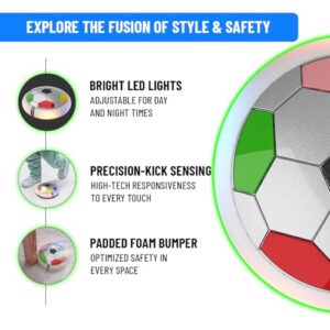 C-Type USB Rechargeable Battery Powered Hover Football Indoor Floating Hoverball Soccer | Air Football Smart | Made in India Fun Toy Best Gift for Kids Boys & Girls 2-10 Years (Silver Rainbow)