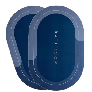 Pack of 2 Quick Dry Soft Water Absorbing Rectangular Bathroom Mat | Anti-Skid & Non-Slip Rubber Doormat for Home, Kitchen, Washroom | (Blue)