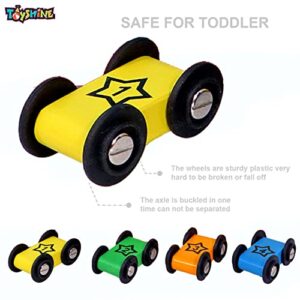 Wooden Car Ramps Race - 4 Level Toy Car Ramp Race Track Includes 4 Wooden Toy Cars - My First Baby Toys - Toddler Race Car Ramp Toy Set is A Great Gift for Boys and Girls