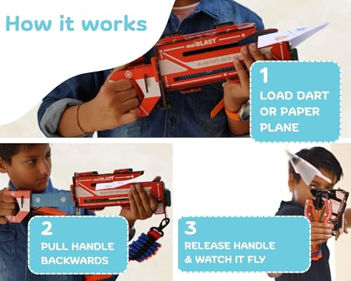 2in1 Paper Plane & Dart Launcher for 5-12 yrs Kid | Shoots Planes & Foam Darts Far | DIY Toy for Kids Ages 5-6-7-8-9-10-11-12 | Screen-Free Toy for Boys & Girls | Best Birthday Gift for Kids
