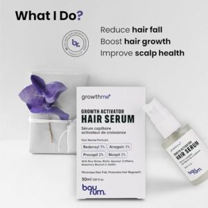 Bayrum Hair Growth Serum with Redensyl 3%, Anagain 3%, Procapil 2%, Baicapil 2% | Hair Fall Control & Regrowth Serum | With Biotin, Caffeine, Rice Water & Rosemary | For Men & Women | 30 ml