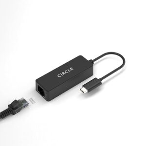 Circle ROOTZ USB Type-C to RJ45 Ethernet LAN Adapter, Up to 10/100/1000 Mbps, for Windows 11/10/8.1/8, macOS, iPadOS, Chrome OS, and Linux OS I Plug & Play