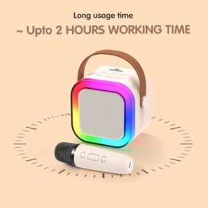 Rechargeable Karaoke Mic with Speaker for Singing | Wireless Mini Portable Bluetooth Speaker with Microphone & LED Lights | Cute Birthday Gift for Kids Musical Toys for Boys, Girls and Adults
