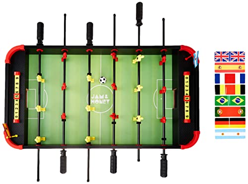 Amazon Brand - Jam & Honey Foosball (Big) | Table Soccer Game for Adults/Kids - Indoor Sport Multicolor, 4, 69L x 37W x 23H CM