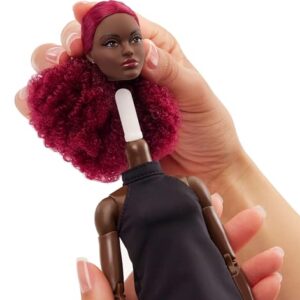 Barbie Barbie Essentiels Collection Doll Model 03 with Curly Red Hair, Small Black Dress and Boots, Articulated Long Silhouette Doll, Interchangeable Doll Head, JBH75