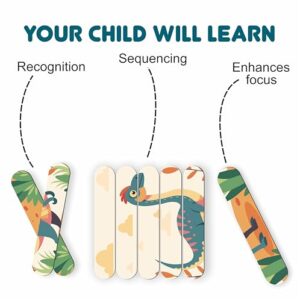 Pack of 2 Animal Puzzle Sticks for Kids 2-4 Years | Educational Montessori Jigsaw Puzzle | Early Learnin Animal Names Dinosaur, Zebra