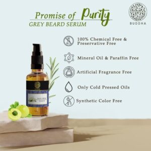 Buddha Natural Grey Beard Serum Oil for White to Black Beard ? 100% Natural Herbal Formula with Amla, Brahmi & Almond Oil | Beard Growth & Color Restoring Oil for Men | Turns White Beard to Black ? 25 ml