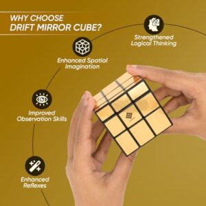 Cubelelo Drift 3x3 Mirror (Golden) Speed Cube | Shape Shifter Magic Speedcube Puzzle Toys for 7-14 Year Old Boys Girls and Adults All Ages | Advanced 3x3 with Durable Stickers | Collector's Item