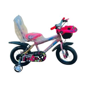 Steel Frame 14T Road Cycle for Kids with Adjustable Seat & Bicycle Backrest,Training Wheels (90% Assembled) for Boys & Girls Ideal for Age Group 4-6 Years (Pink Blue 14inch)