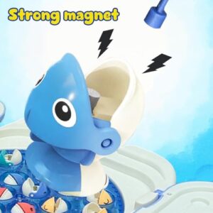 Magnetic Fishing Game for Kids Rechargeable Fish Catching Board Game with C-Type Charging Cable Music & Lights for Boys Girls 5 6 7 8 9 Years Interactive Toy BIS Certified (Blue)
