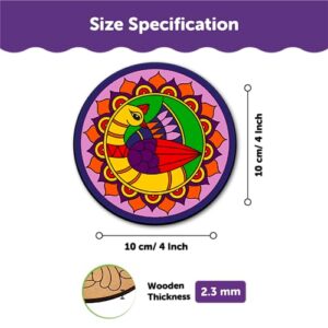 Mini Leaves Mandala Art Kit for Adults, Games for Girls Boys 7-14 Years, Craft Kit for Girls Boys 9-12, Easy to Paint Wooden Tea Coasters, Set of 6, Includes 12 Colors & Brush, Ideal for Gifting