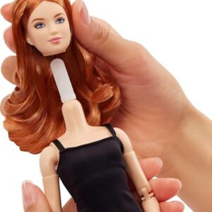 Mattel Barbie Basics Model 04 Collector's Doll with Curly Red Hair, Black Mini Dress and Boots, Interchangeable Clothes with Other Dolls, Articulated Small Body and Interchangeable Head, JBH74