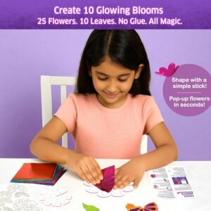 Chalk and Chuckles Flower Lights- DIY 3D Foil Art and Craft Kit for Girls 9-12, Make LED String with 10 Bulbs, Mess Free Festival Activity & Creative Room Decor, Birthday Gift for Kids Age 8+