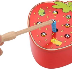 Sorting & Stacking Toy- Skills Enhancement Motor Skill Toys for Toddlers/Kid -Magnetic- Capture The Worms Toys | Early Educational-Montessori Toy (Strawberry)