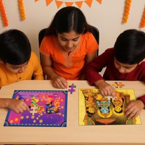 Jigsaw Puzzle for Kids - Set of 2, 48 Pcs Each, Diwali Theme Jigsaw Puzzle, Diwali Gift for Kids, Educational Toys for Kid Age 5+ Years, Puzzle Game for Kid 7 to 10 Years (MDF)