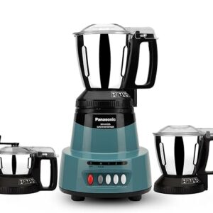 Panasonic MX-AV325 Mixer Grinder 1500W (Max Motor Lock Wattage) 3 Jars|Heavy Duty Motor|Stainless Steel Jars|Double Safety Locking System|3 Speed Control|5 Years Motor Warranty| Coral Blue