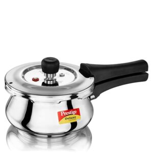 Prestige Deluxe Alpha Svachh Stainless Steel Pressure Cooker 1.5L With Glass Lid (With Deep Lid For Spillage Control )