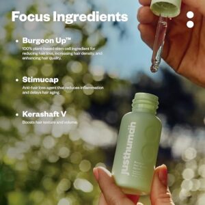Justhuman Hair Serum For Hair Growth & Hair Loss Protection In 30 Days, Dual Action Volumizing/Thickening Serum With Burgeon-Up Stem Extract For Men & Women, Sulfate Free, Paraben Free, 30ml