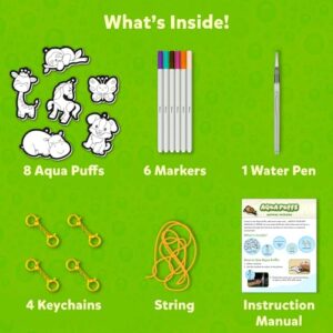 3D Art Kit - Aqua Puffs Animals, Mess-Free Painting Craft for Kids, DIY Colour & Inflate Activity, Travel Toys & Creative Gifts for Girls & Boys Ages 4, 5, 6, 7, 8, 9, 10