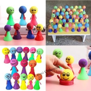 Laxmi Collection 5 PCS Smiley Emoji Jump Elf Toy Jumper for Kids Boys Girls and Adults Birthday Return Gifts in Bulk Pinata Filler Multi-Color (Pack of 5)