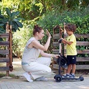 Road Runner Scooter for Kids of 3 to 14 Years Age 4 Adjustable Height, Foldable, LED PU Wheels & Weight Capacity 75 kgs Kick Scooter with Brakes (Black)