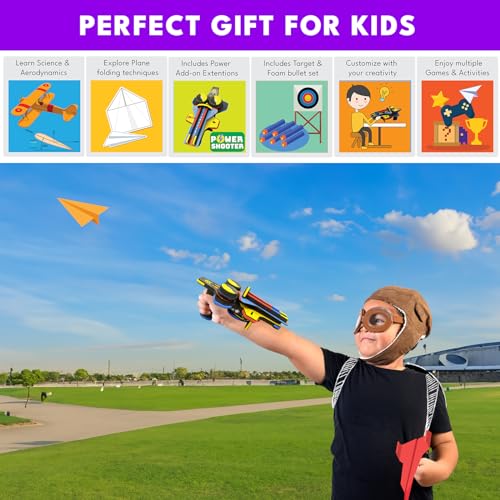 Be Cre8v Hi-speed Motorized STEM Plane Launcher & Power Shooter Toy ? DIY STEAM Educational Toy for Kids Age 8-9-10-11-12-13-14 years