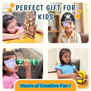 The Curious Bees Pirates Treasure Crafting Kit | Fun and Learning Craft Kit for 5+ Year Olds | Creative DIY Fun Activity Kit for Boys & Girls | Ideal Gift for Early School-goers | 4-in-1 Activity Box
