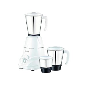 Bajaj Rex Mixer Grinder 500W | Mixie For Kitchen With Nutri-Pro Features | 3 SS Jars For Heavy Duty Grinding | Adjustable Speed Control | Multifunctional Blade System | 1 Yr Warranty By Bajaj 【White】