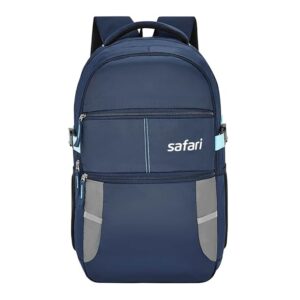 Safari Omega Spacious/Large 5 Compartment Laptop Backpack With Raincover, College Bag, Travel Bag For Unisex, Navy Blue, 30 Litre