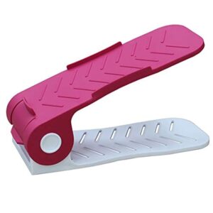 Plastic (Pack Of 6 Pcs.-Adjustable Shoe Organizers/Organiser/Shoe Shelf/Rack/Slots/Holders/Space Saver/Double Deck/Layer/Storage Cum Organizer-Pink&White Combo,27 X 10.5 X7.5 cm