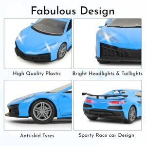 Harshiva Remote Control Car for Kids| Made in India| Toys for Boys & Girls| Rechargeable Battery|Sporty Race Car Design Openable Doors & Roof, Bright Headlights & Taillights| Gift for Boys Girls, Blue
