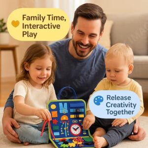 Montessori Busy Board for Toddlers | Sensory Activity Binder & Learning Busy Book | Educational Travel Toy for Kids 1 2 3 4 Years | Birthday & Diwali Gift, Multicolor