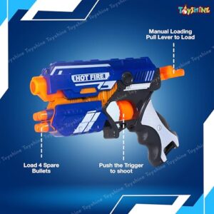 Pack of 2 Foam Blaster Gun Toy, Safe and Long Range, 20 Bullets- Made in India, Blue