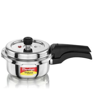 Prestige 2 Litre Stainless Steel Deluxe Alpha Svachh Outerlid Pressure Cooker |Deep lid for spillage control|10 years warranty|Gas & Induction compatible|Gasket release system|ISI Certified