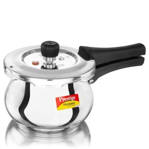 Prestige 2 Litre Stainless Steel Deluxe Alpha Svachh Outerlid Baby Handi Pressure Cooker|10 years warrantyDeep lid for spillage control|Gas & Induction compatible|ISI Certified