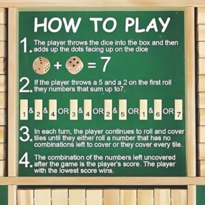 Shut The Box Board Game | Wooden Number Puzzle Game for Kids & Adults | Fun Family Math Learning Toy | Classic Dice Game for Home, Parties & Classrooms
